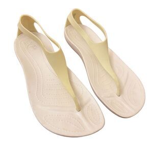 Crocs Sexi Flips Flip Flop Thong Slip on Serena Sandals Oyster Ivory Size 9